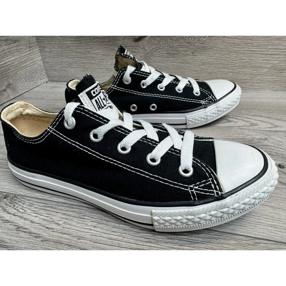 Converse All Star Youth 2 Low Top Shoes Black White Canvas Sneakers Shoes